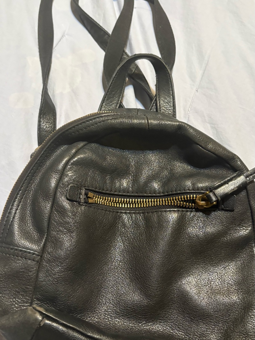 Fossil Black Leather Backpack with Gold Hardware